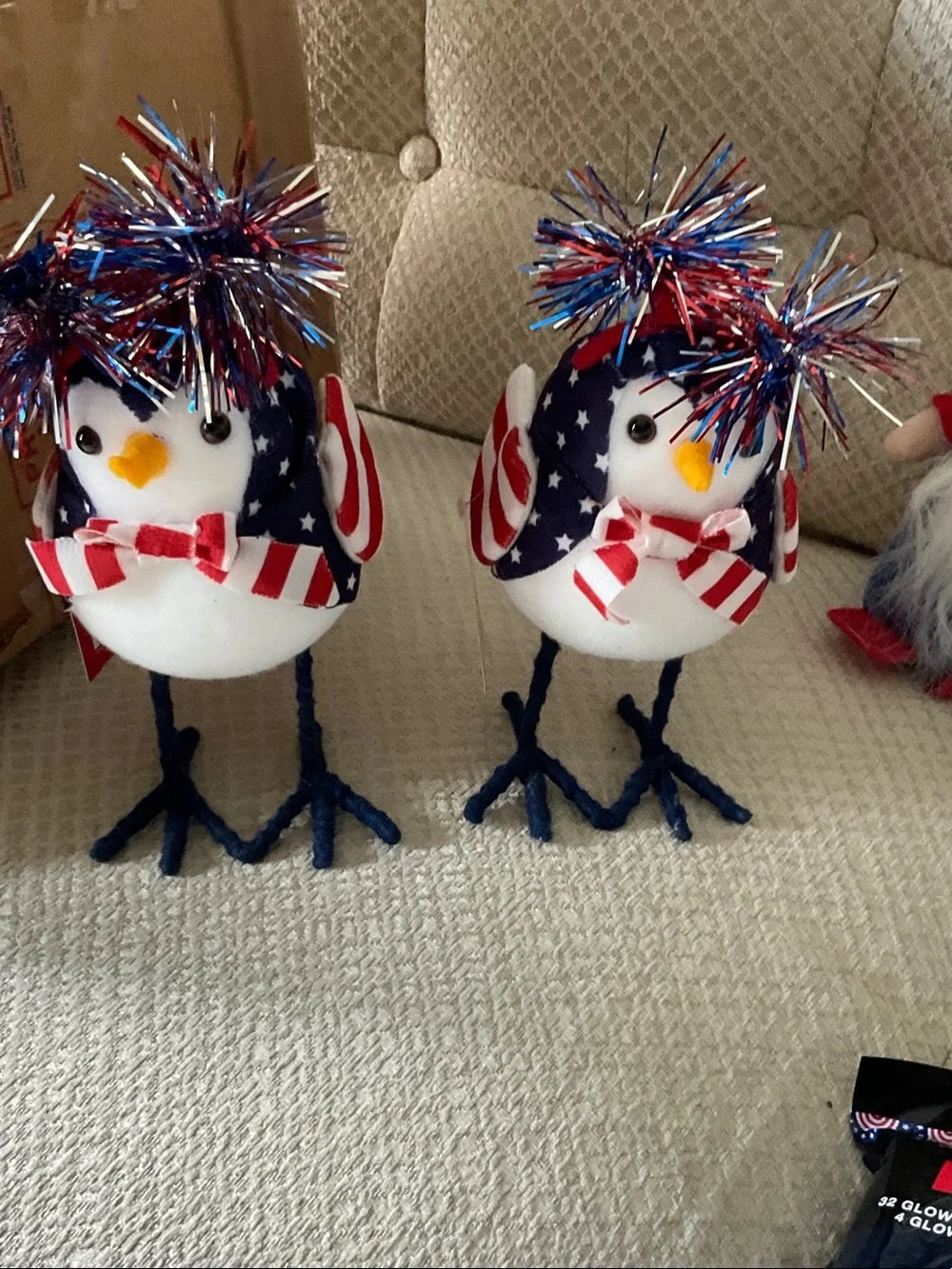 Patriotic Red White & Blue Gnome, glow sticks and Bird Party Set